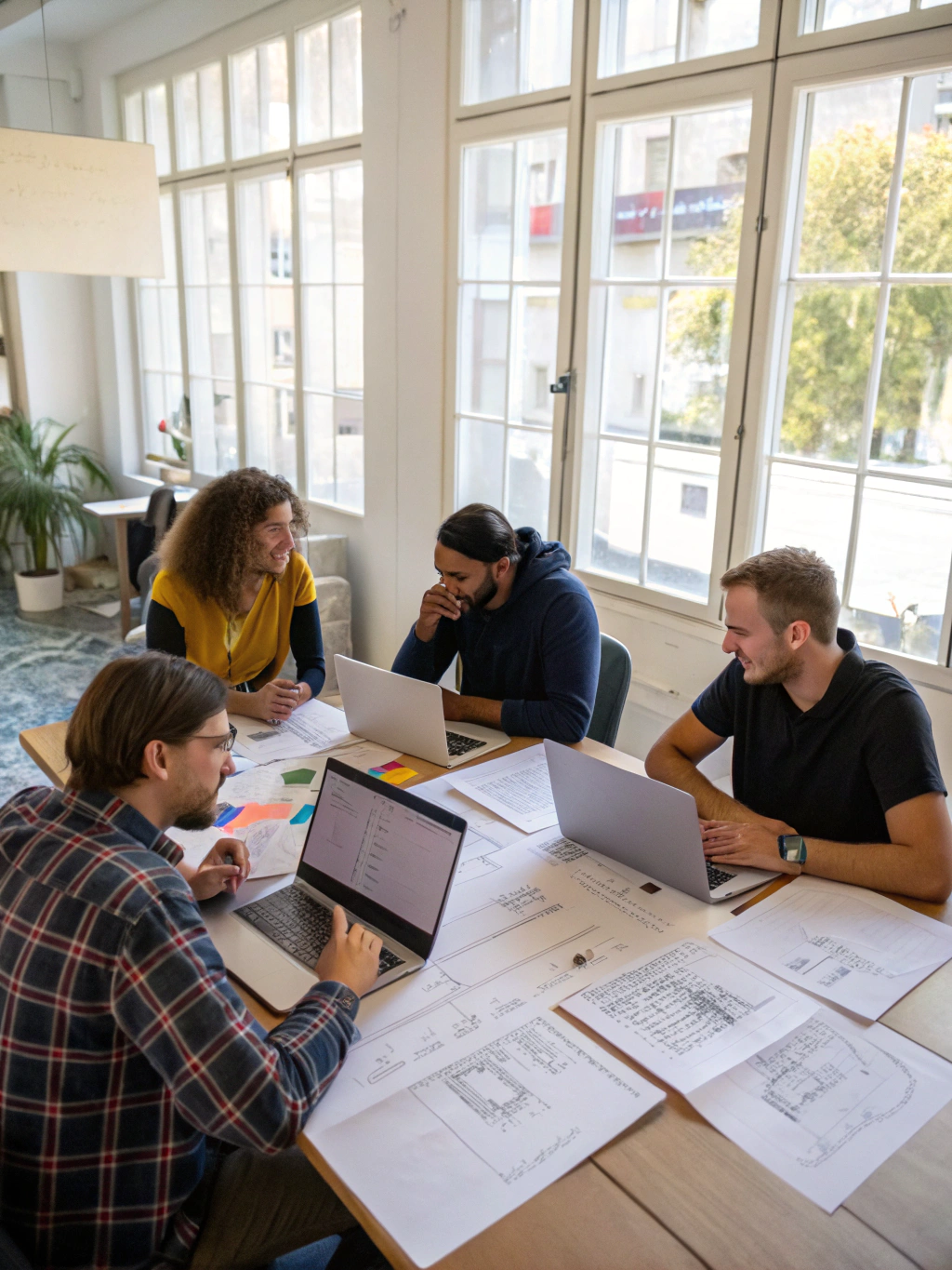 Professional web design team working in a modern studio